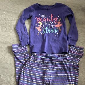 100% COTTON Carter's Purple Pajama Set with Stripes